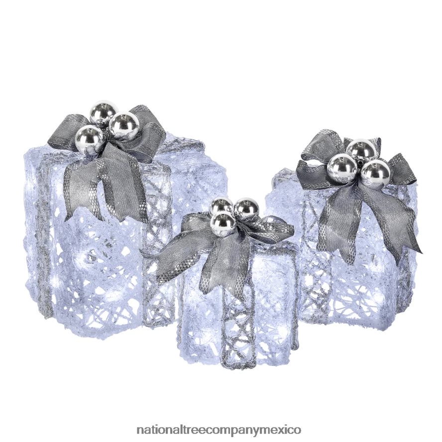 decoración | mx National Tree Company Surtido de cajas de regalo blancas decoradas y preiluminadas 8JB84J589