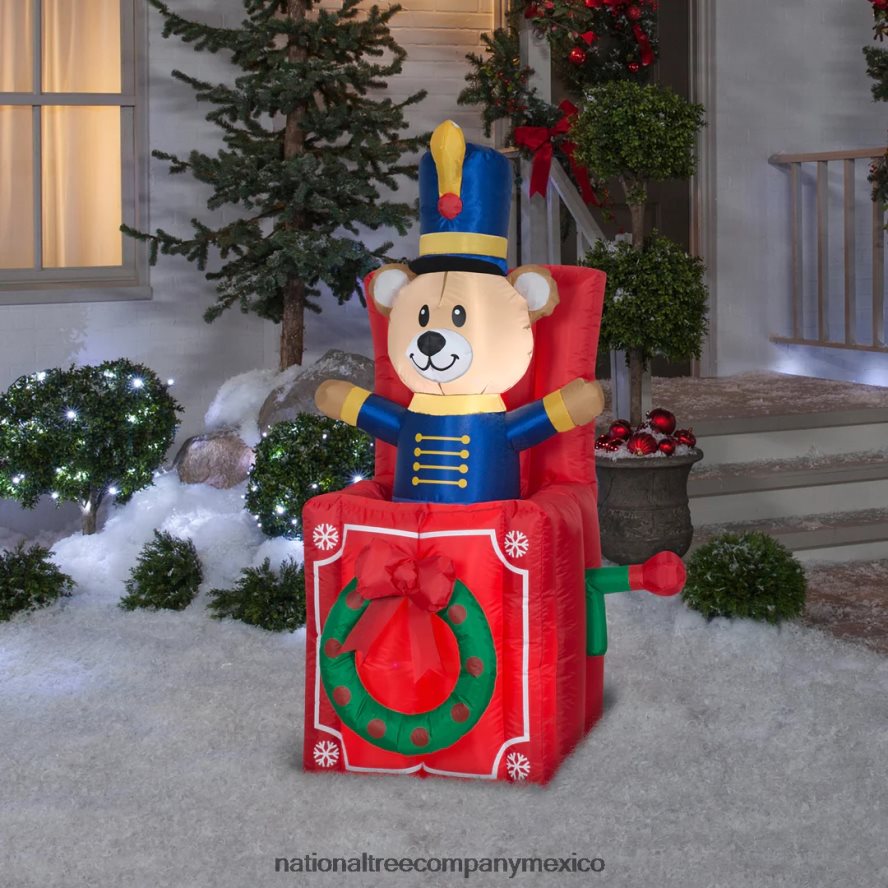 decoración | mx National Tree Company Jack-in-the-box inflable, luces LED, enchufable, colección navideña, 5 pies 8JB84J655