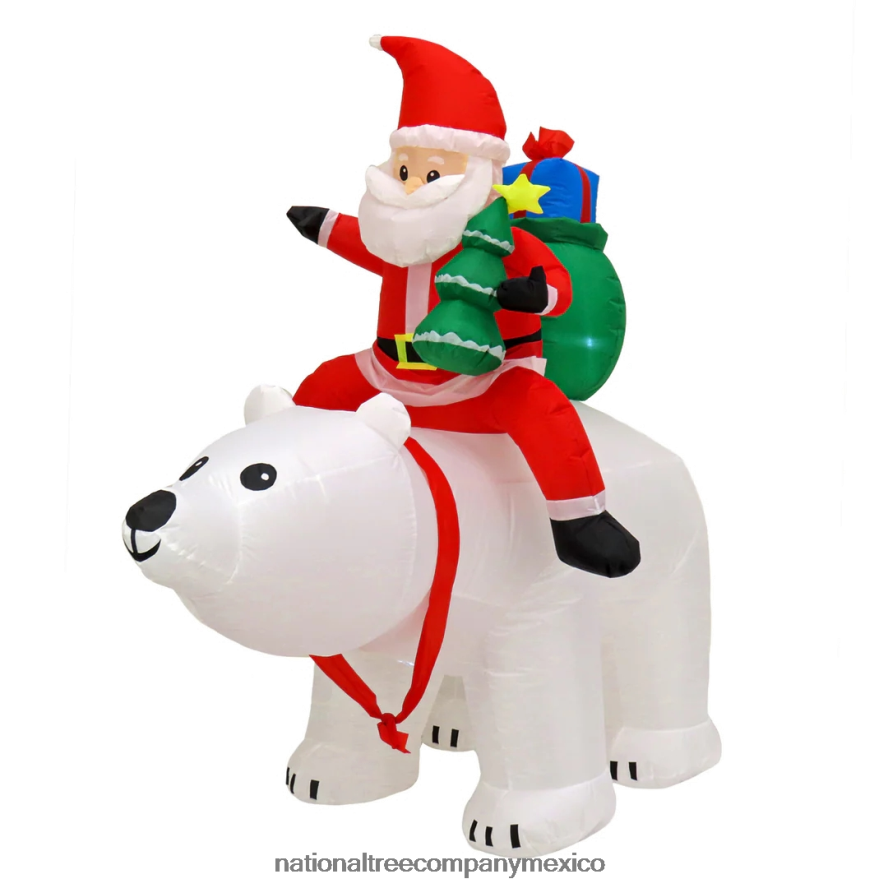 decoración | mx National Tree Company Primeras tradiciones Papá Noel inflable de 6 pies montando oso polar 8JB84J649