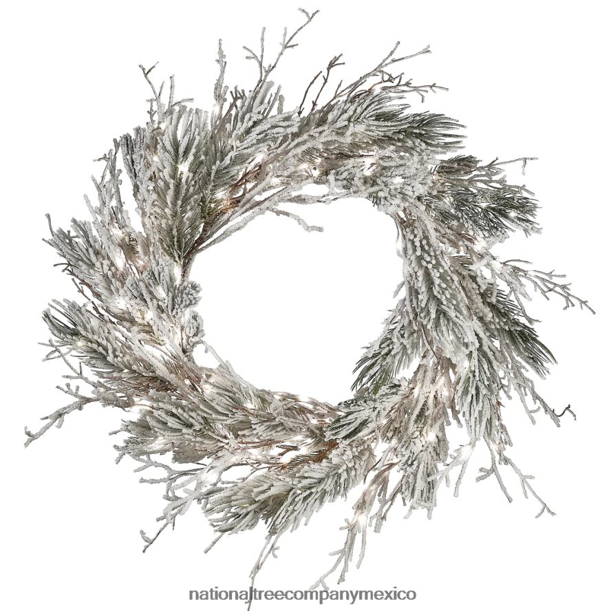 vegetación | mx National Tree Company Corona de ramitas nevadas preiluminadas de 24" 8JB84J269