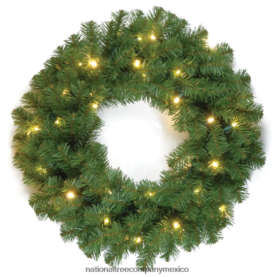 vegetación | mx National Tree Company corona navideña artificial preiluminada, verde, abeto del valle norte, luces blancas, colección navideña, 24 pulgadas 8JB84J223