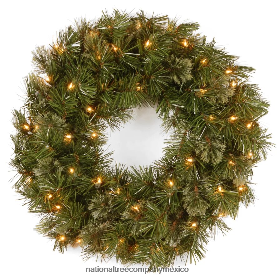 vegetación | mx National Tree Company corona navideña artificial preiluminada, verde, sauce tenue, luces blancas, colección navideña, 24 pulgadas 8JB84J251