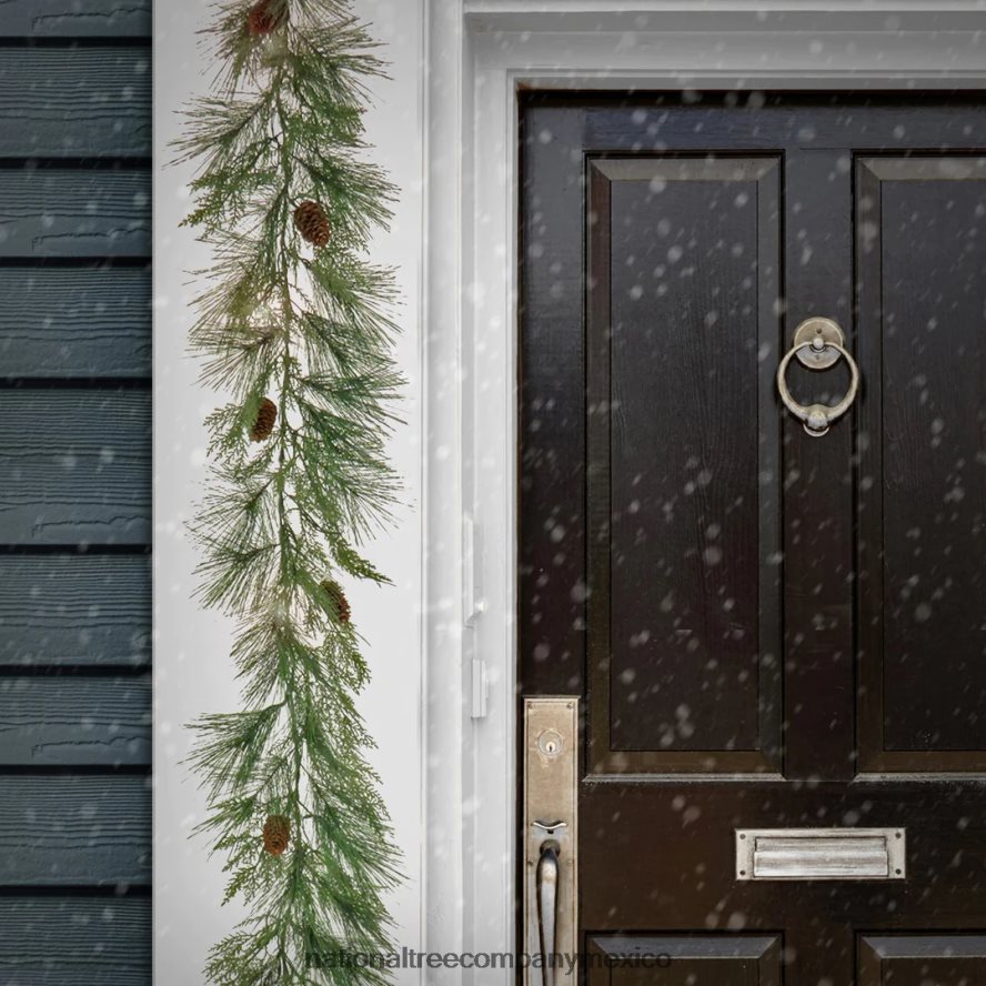 vegetación | mx National Tree Company Guirnalda de cedro preiluminada de 6 pies hgtv home collection con lazo negro 8JB84J345