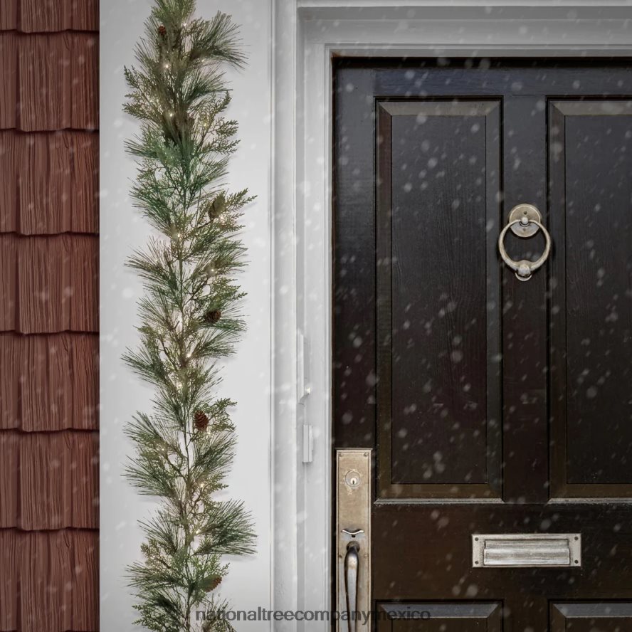vegetación | mx National Tree Company Guirnalda de cedro preiluminada de 9 pies hgtv home collection con lazo negro 8JB84J340