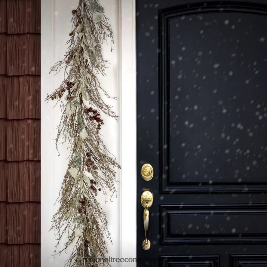 vegetación | mx National Tree Company Guirnalda navideña nevada preiluminada de 9 pies con luces LED que funcionan con baterías 8JB84J407