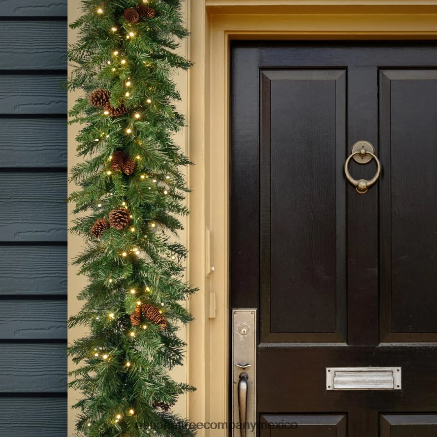 vegetación | mx National Tree Company guirnalda navideña artificial preiluminada, verde, madera de abeto, luces blancas, enchufable, colección navideña, 9 pies 8JB84J365