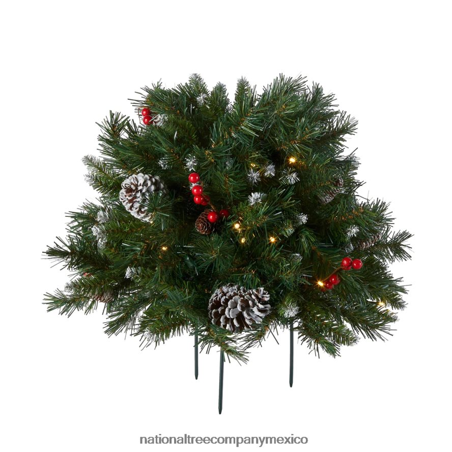 vegetación | mx National Tree Company 18 pulgadas. Relleno de urna de bayas esmeriladas con luces LED blancas cálidas que funcionan con pilas 8JB84J434