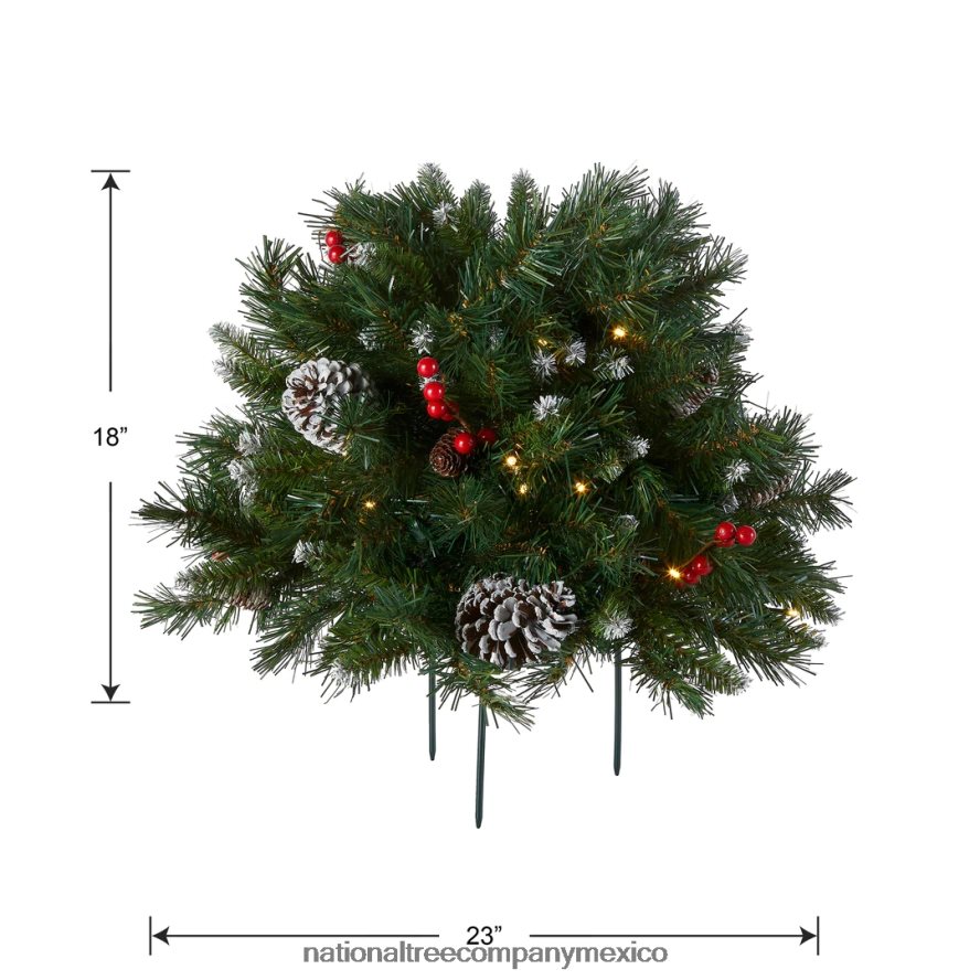 vegetación | mx National Tree Company 18 pulgadas. Relleno de urna de bayas esmeriladas con luces LED blancas cálidas que funcionan con pilas 8JB84J434
