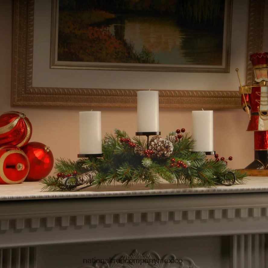 vegetación | mx National Tree Company 30 pulgadas. centro de mesa de bayas esmeriladas y candelabro 8JB84J455