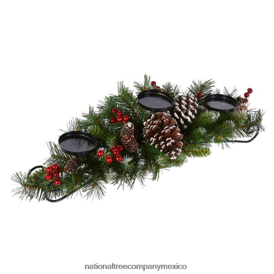 vegetación | mx National Tree Company 30 pulgadas. centro de mesa de bayas esmeriladas y candelabro 8JB84J455