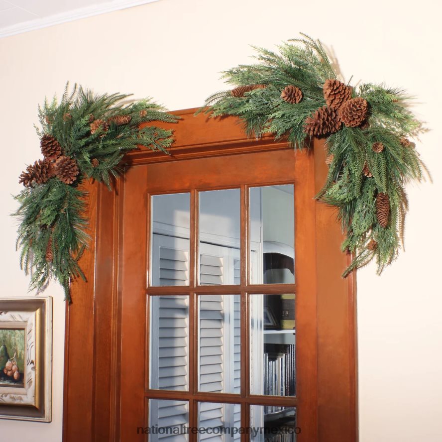 vegetación | mx National Tree Company Adornos navideños de pino mixto con piñas variadas, juego de dos, 26 pulgadas 8JB84J469