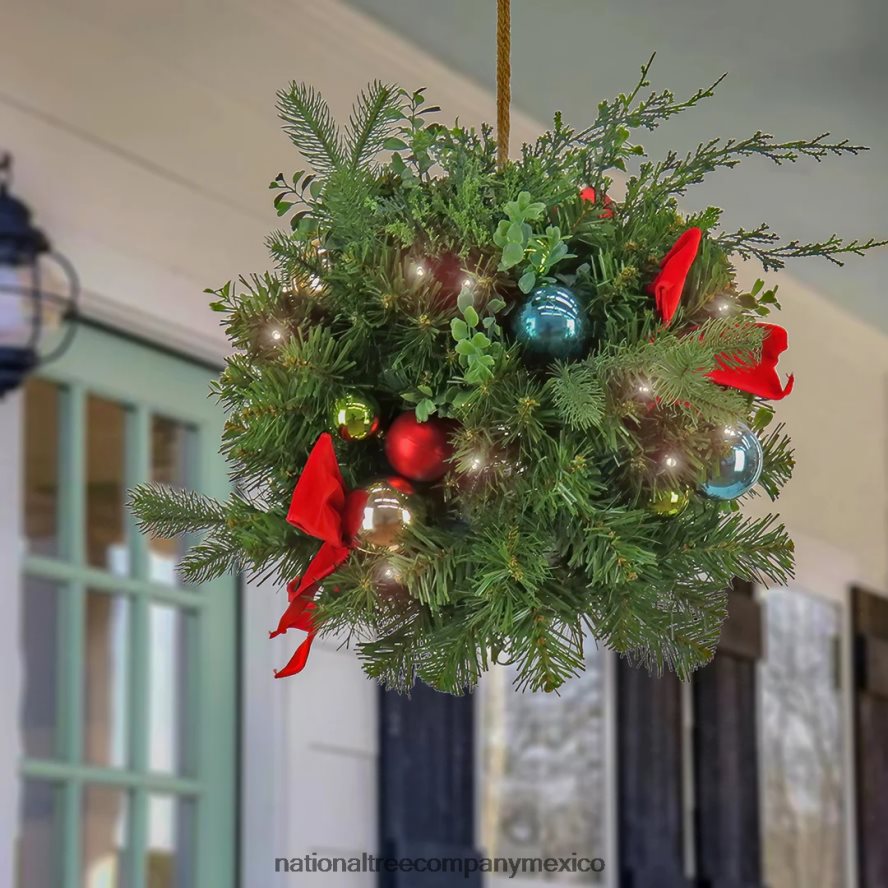 vegetación | mx National Tree Company Bola de besos decorada navideña de 16