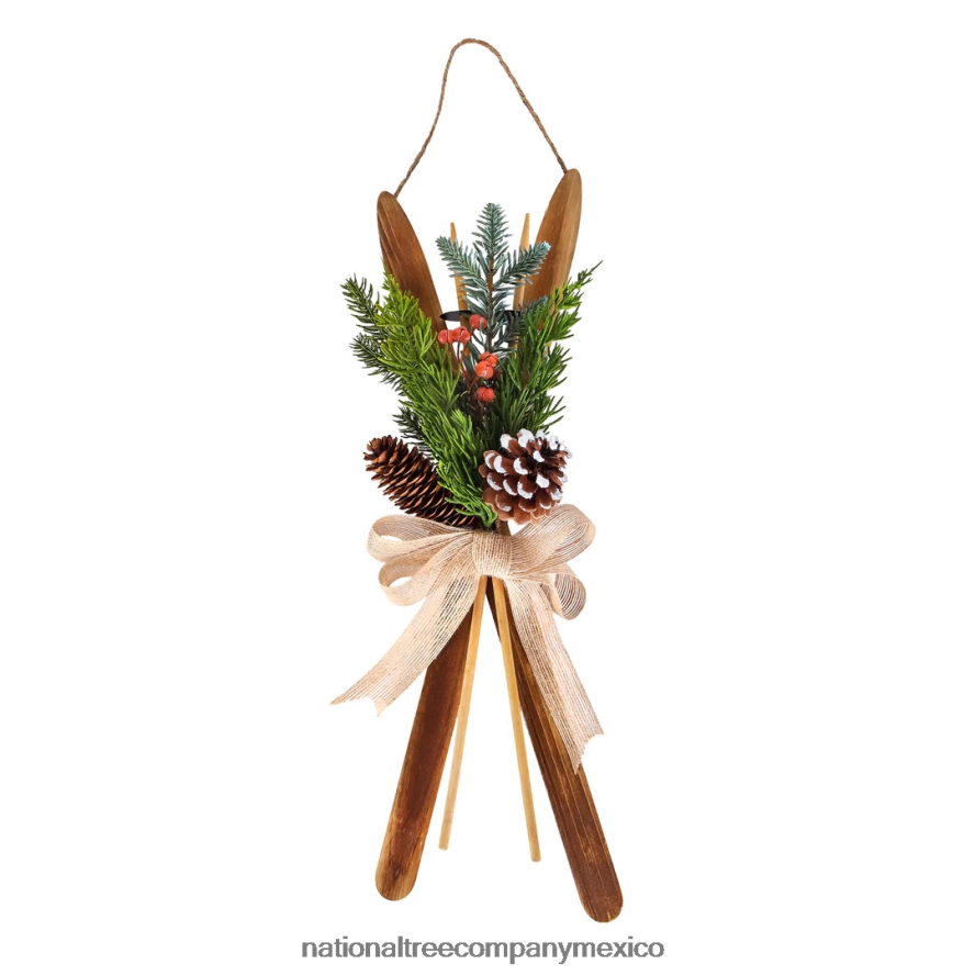 vegetación | mx National Tree Company primeras tradiciones decoración de pared floral de esquís navideños de 17" 8JB84J495